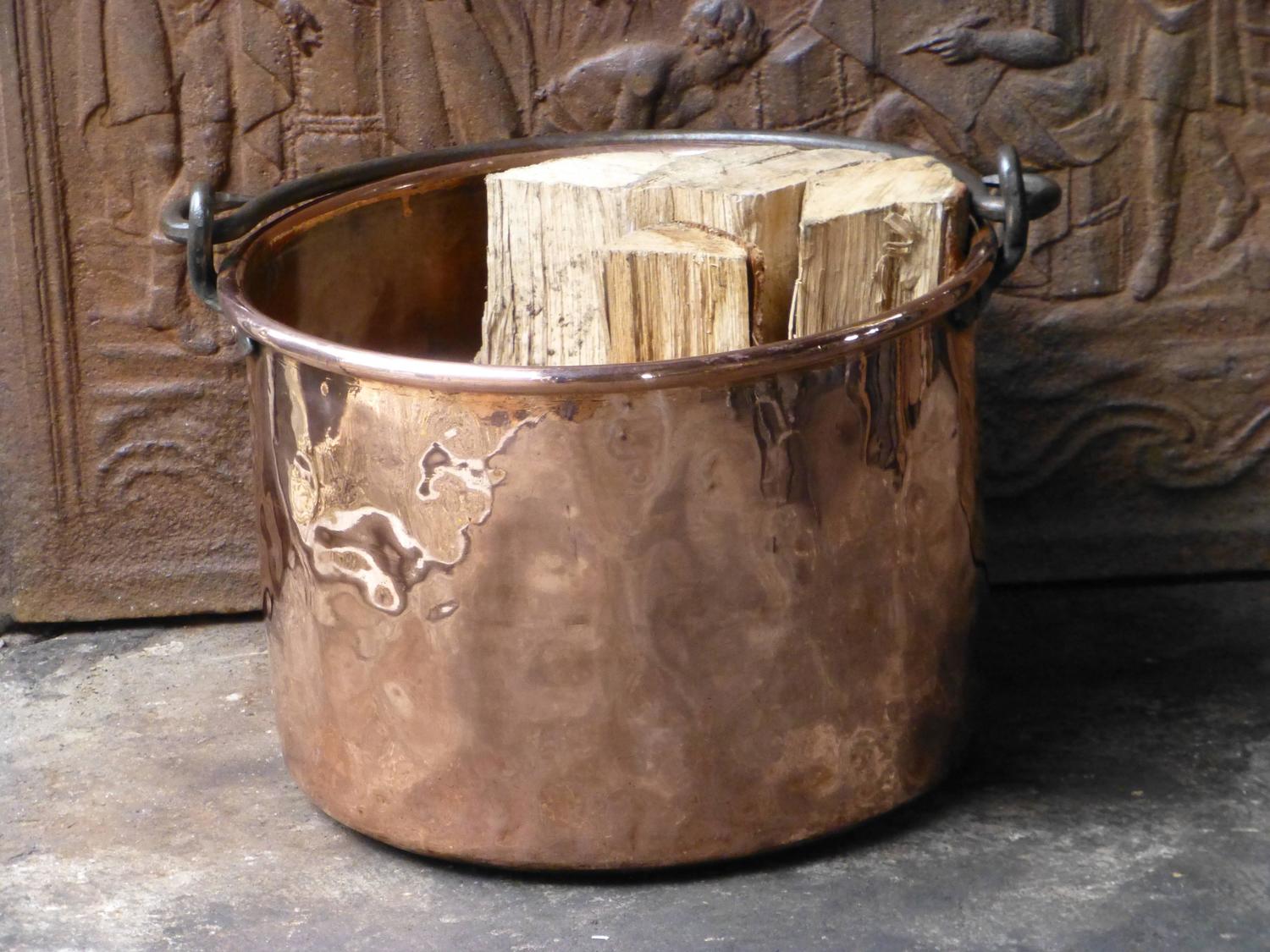 18th Century Polished Copper Log Holder, Log Bin at 1stdibs