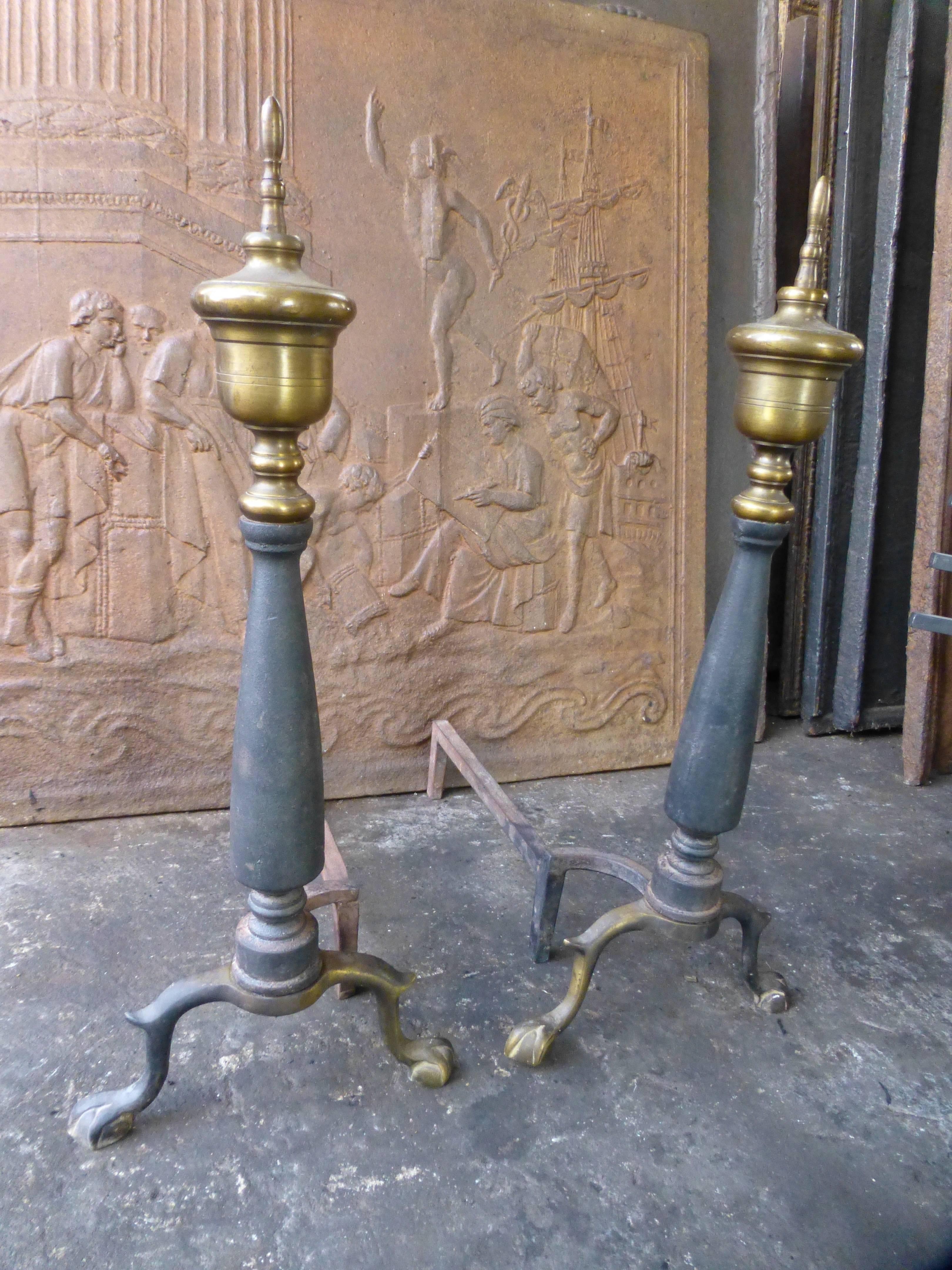 20th Century Federal Style Andirons, Firedogs In Good Condition In Soest, NL