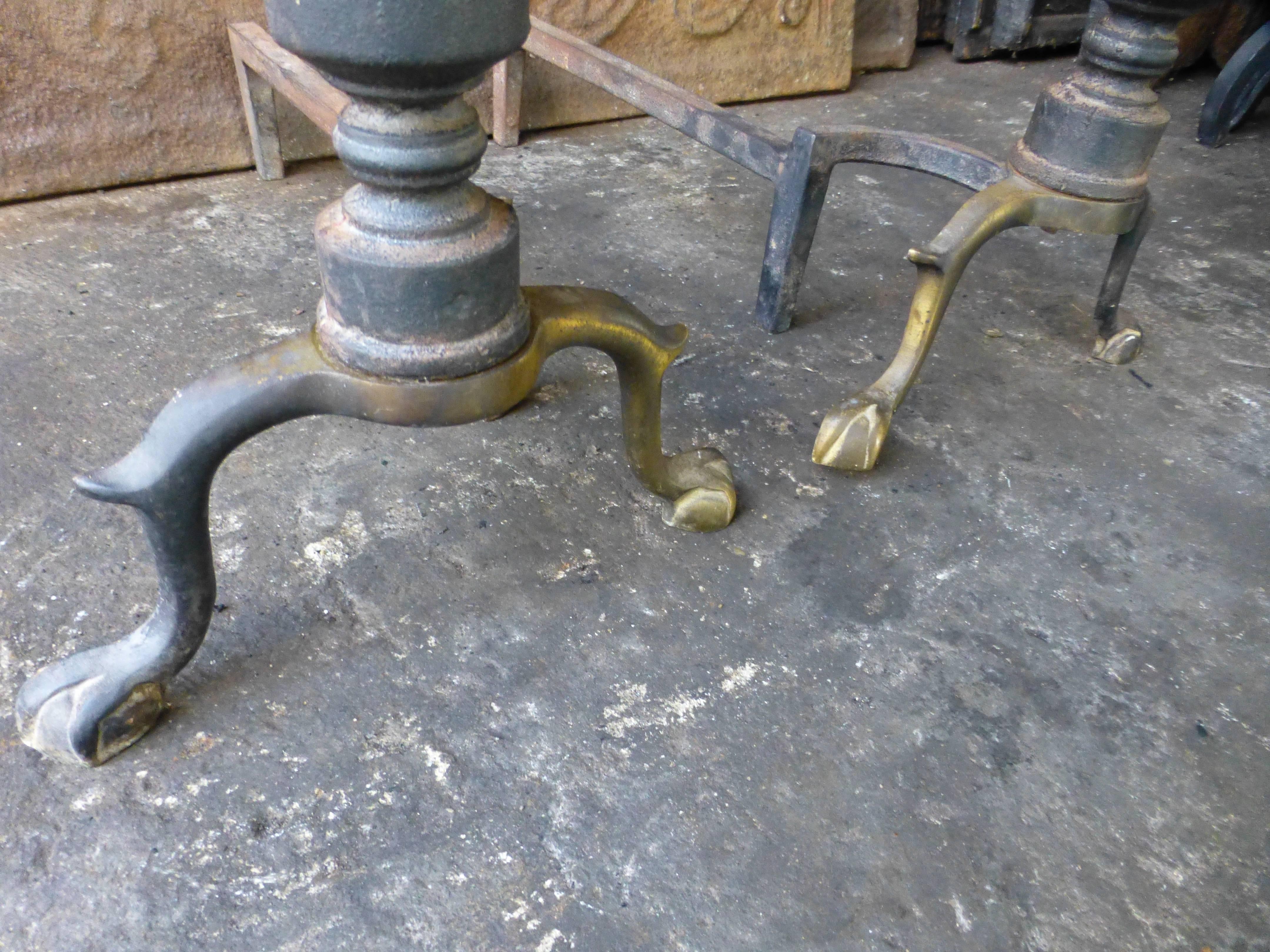 Brass 20th Century Federal Style Andirons, Firedogs