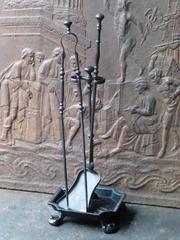 19th Century French Fireplace Tool Set and Stand, Fire Tool Set
