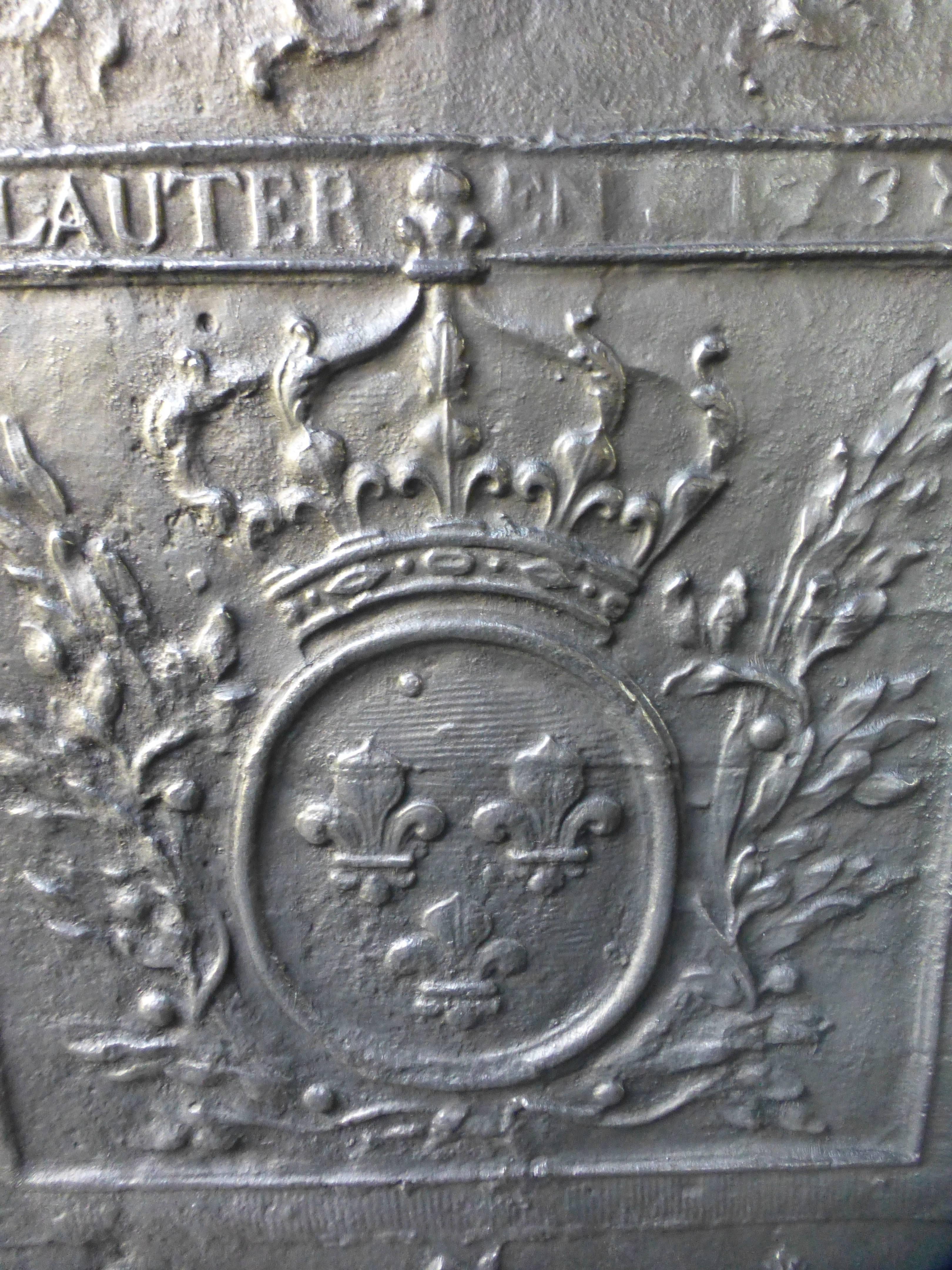 German 18th Century Fireback with Arms of France