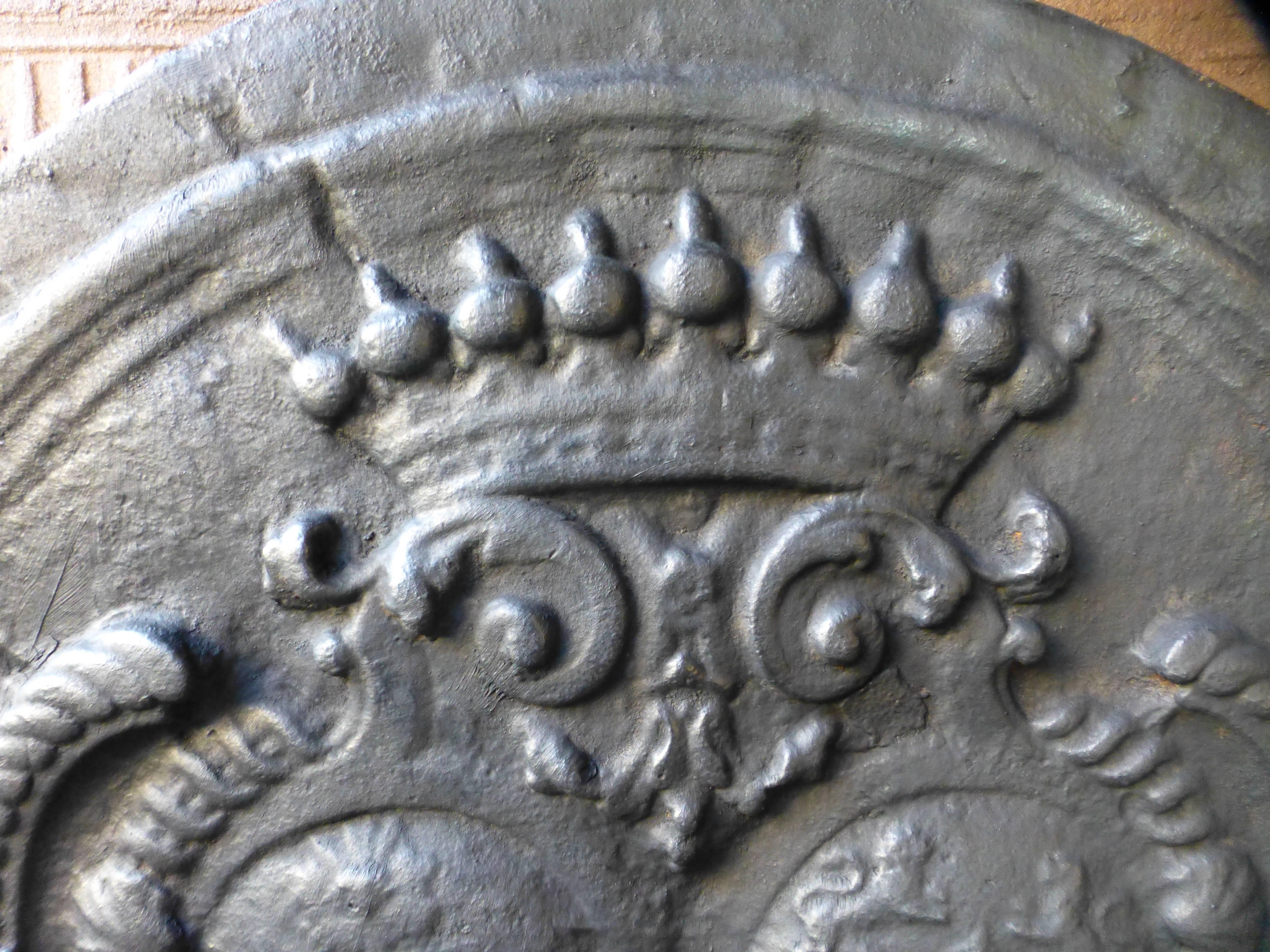 Louis XIV French Fireback with Coat of Arms