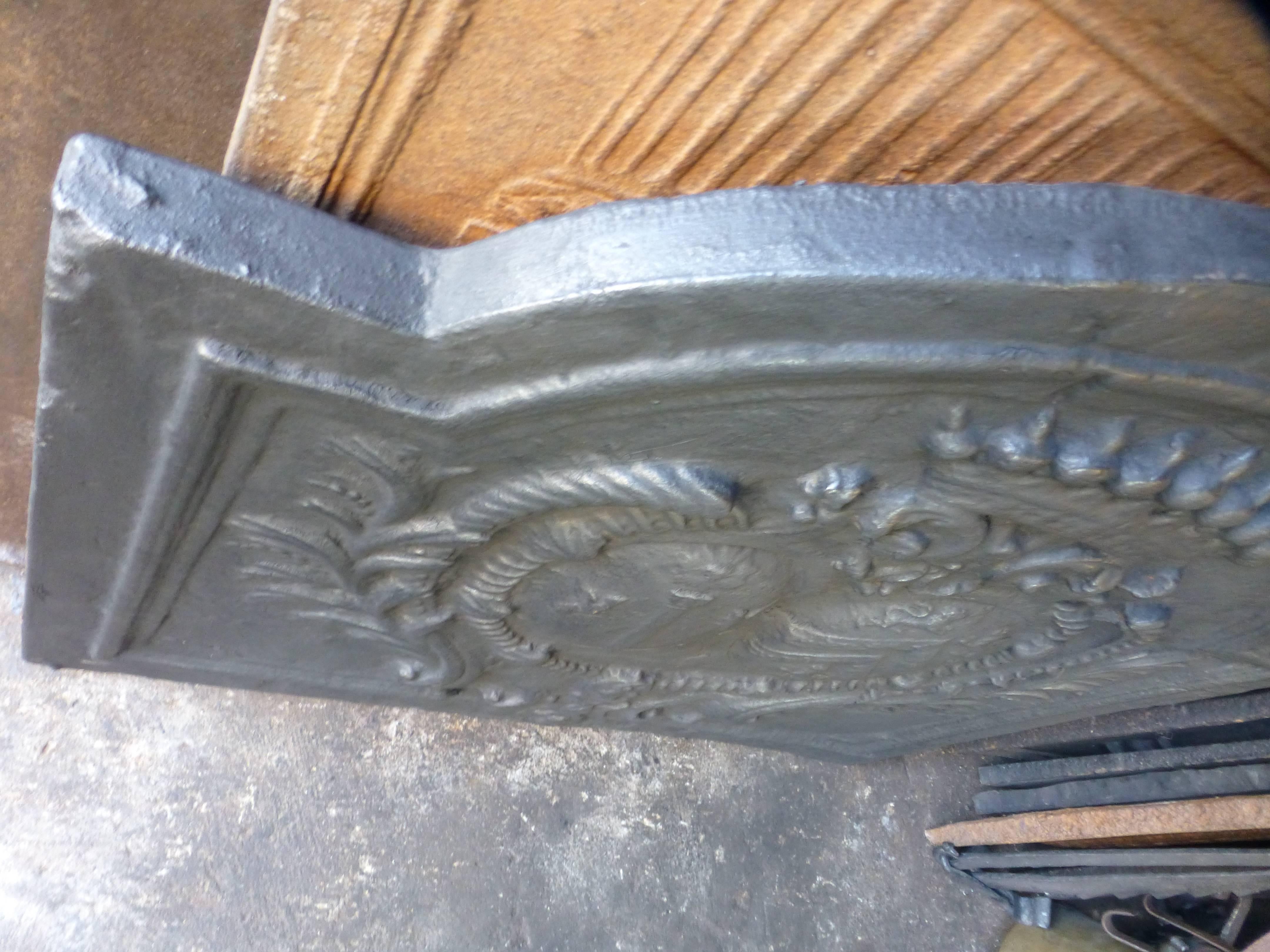 Iron French Fireback with Coat of Arms