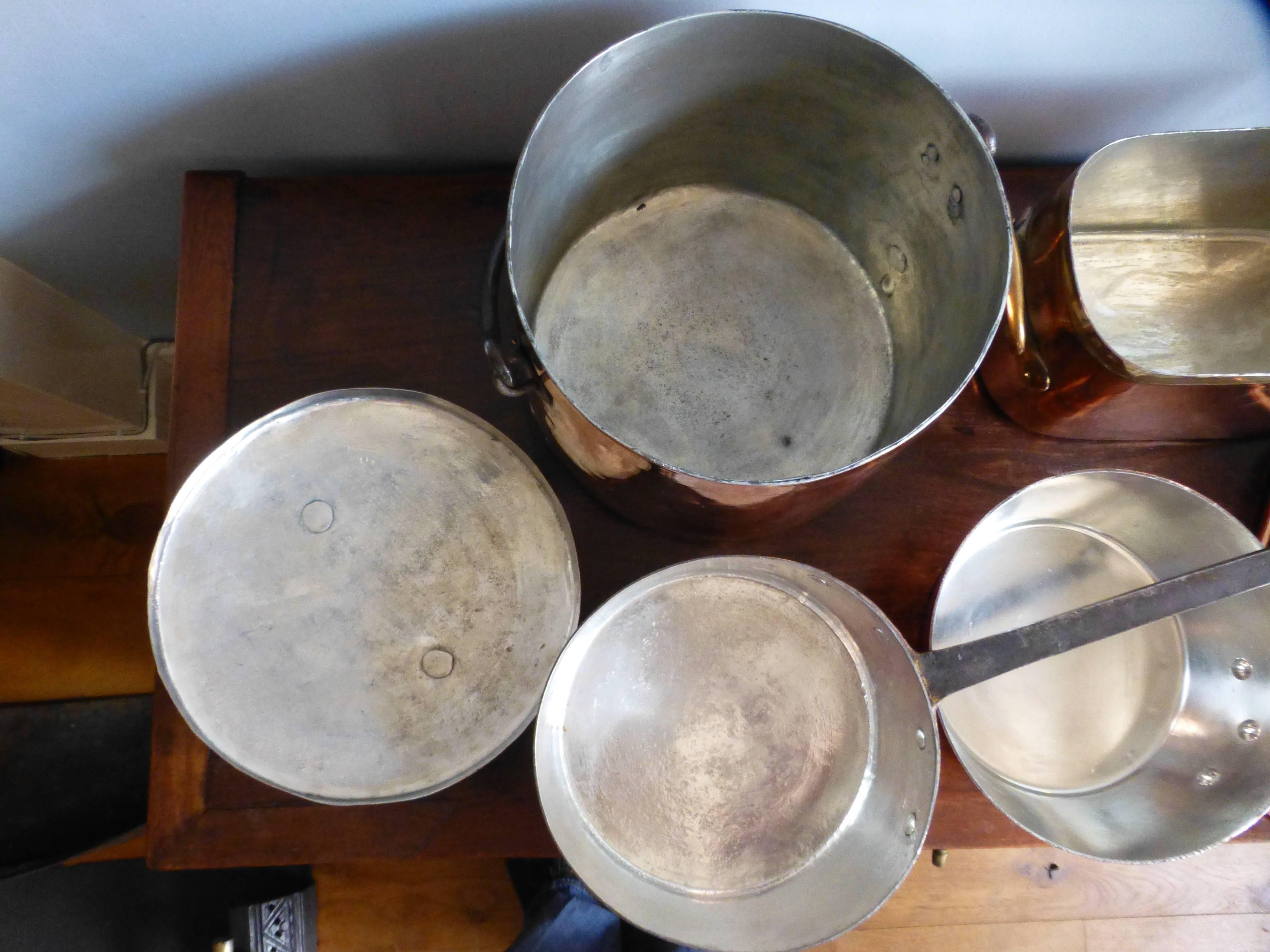 Magnificent Set of Re-Tinned Copper Pans and Pots 3
