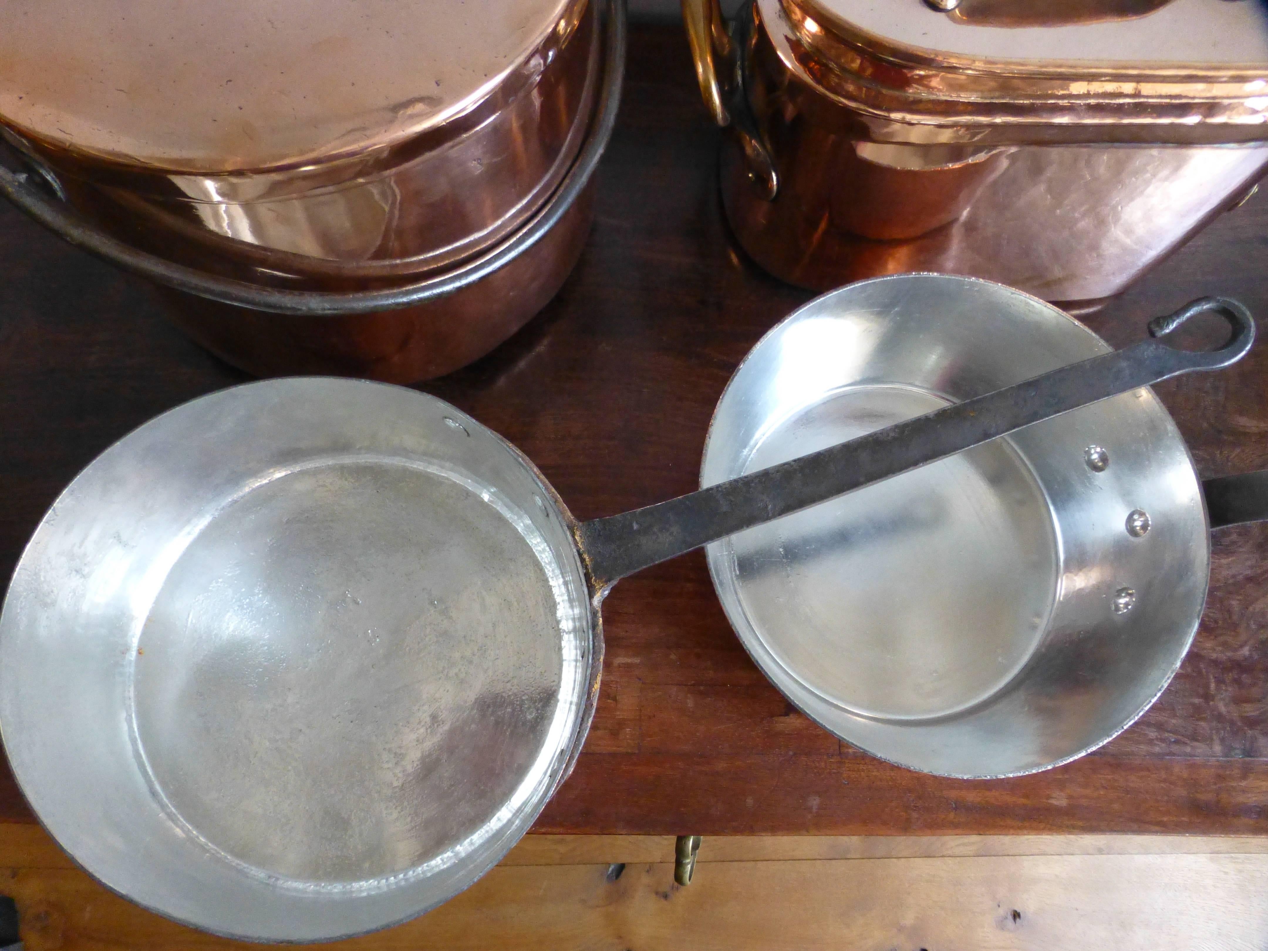 Magnificent Set of Re-Tinned Copper Pans and Pots 2