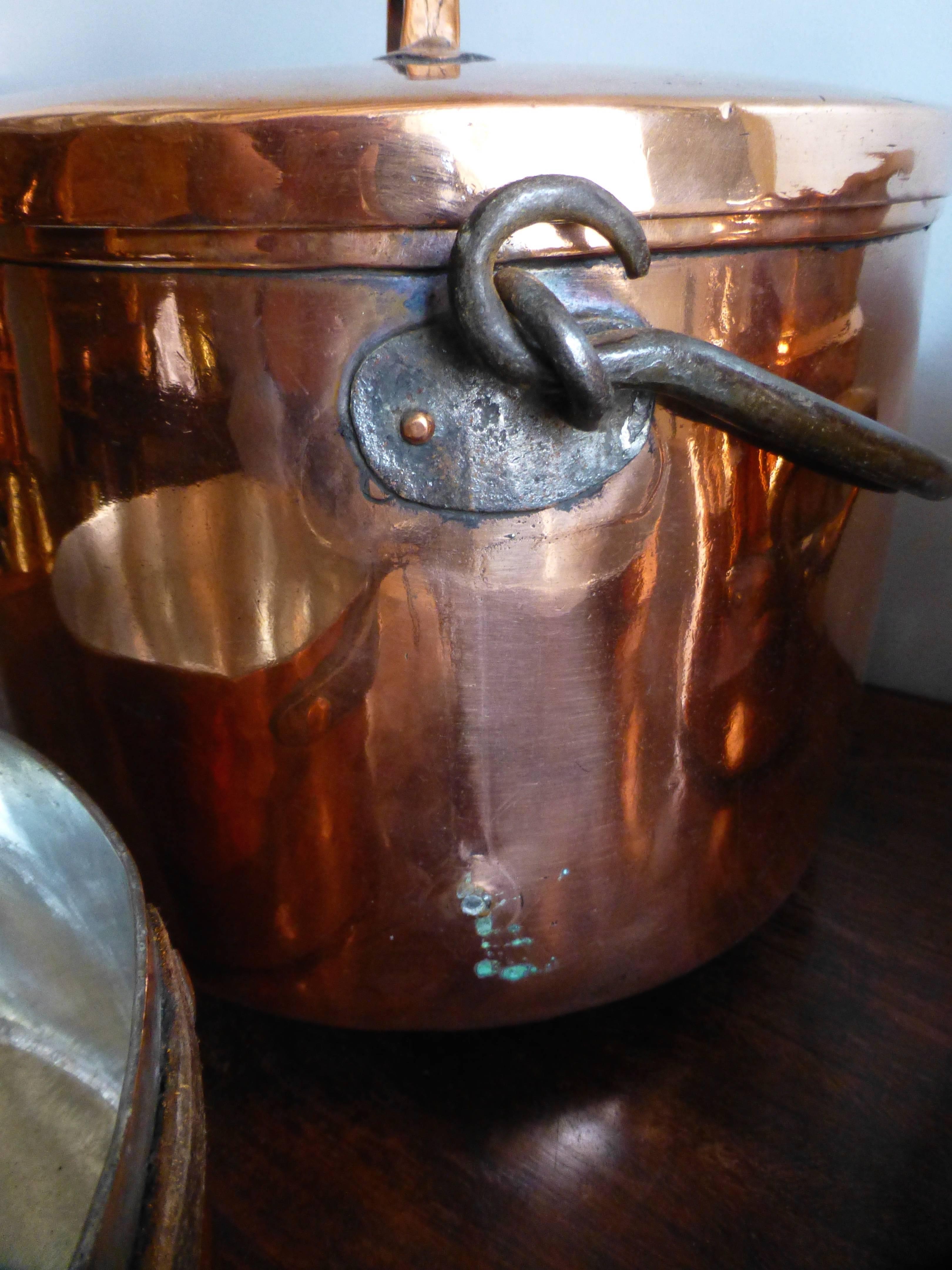 18th Century and Earlier Magnificent Set of Re-Tinned Copper Pans and Pots