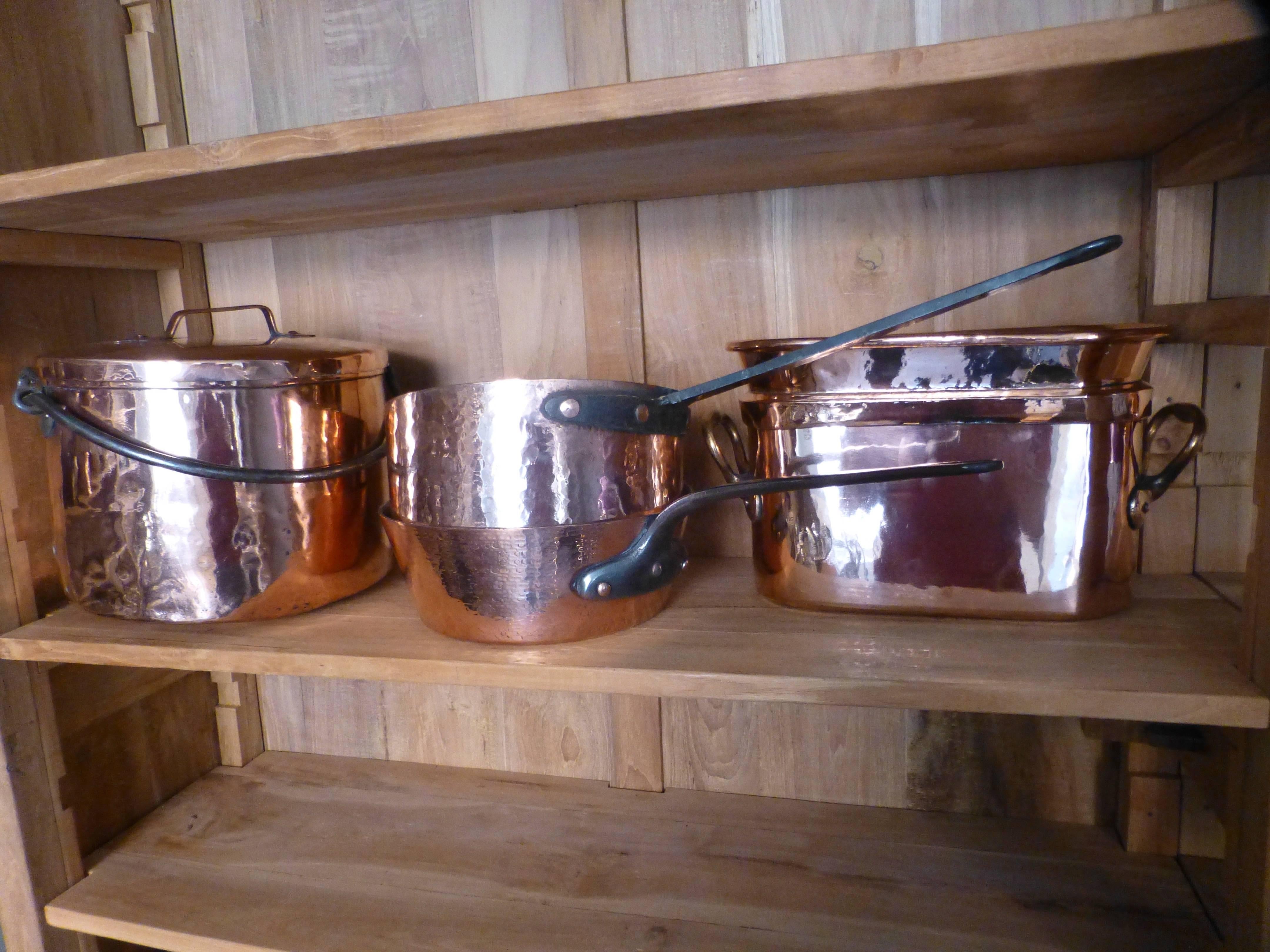 Magnificent Set of Re-Tinned Copper Pans and Pots 5
