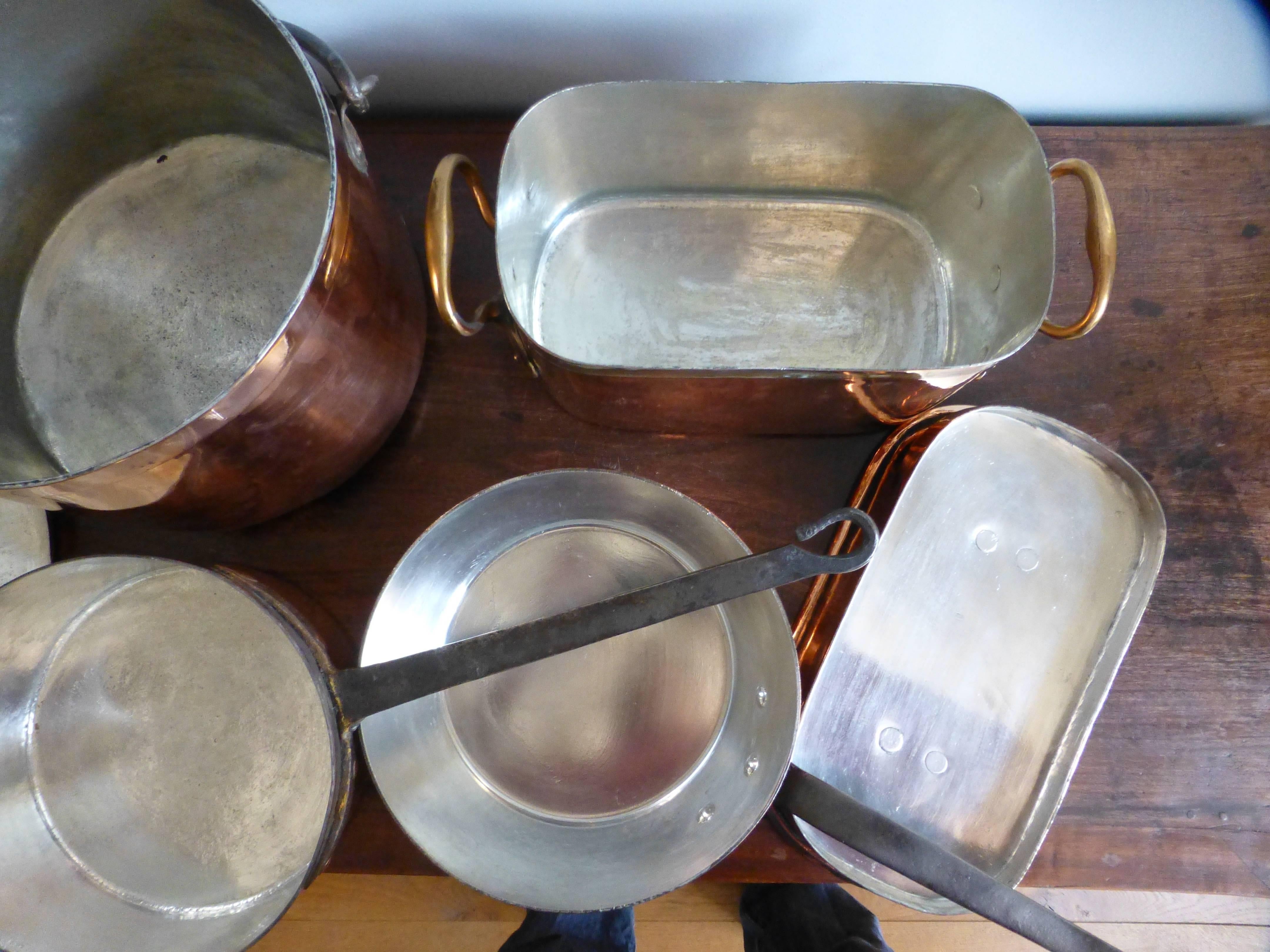 Magnificent Set of Re-Tinned Copper Pans and Pots 1