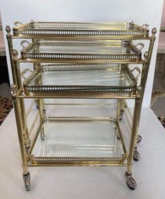 French Neoclassical Style Nesting Bar Carts with Glass Shelves, Maison Jansen