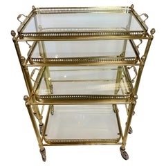 French Neoclassical Style Nesting Bar Carts with Glass Shelves, Maison Jansen