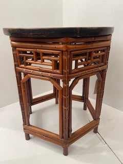 Antique Chinoiserie Side Table, Bamboo & Lacquer, Brighton Style