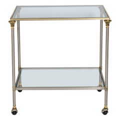 French Hollywood Regency Style Mixed-Metal Rolling Drinks Trolley, Circa 1970)