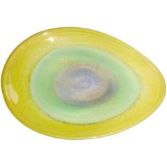 Ansolo Fuga Murano Gold Flecks Opal Multicolor Italian Art Glass Center Bowl