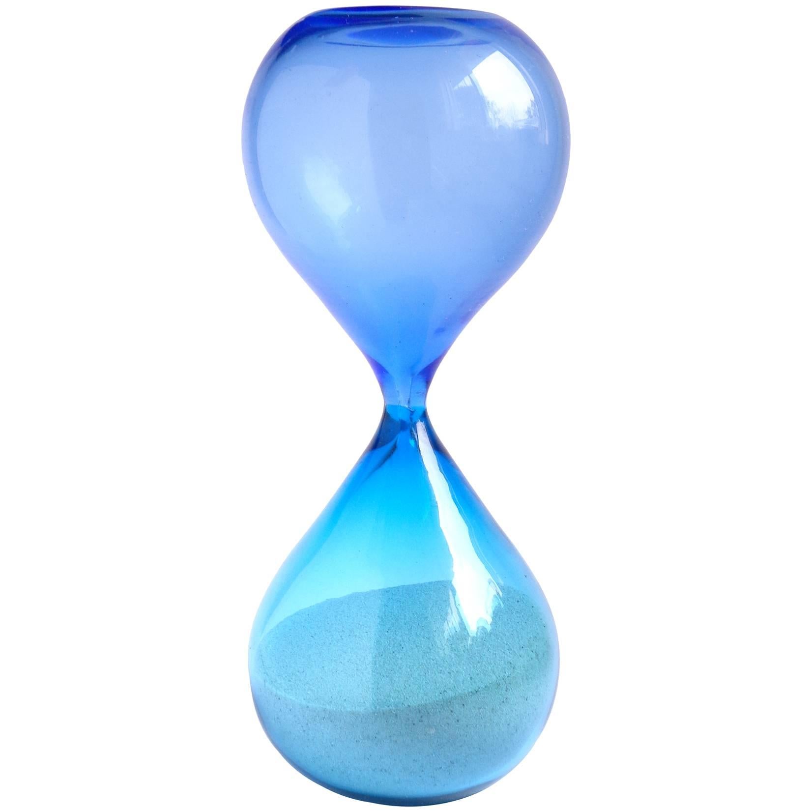 Paolo Venini Murano Clessidre Cobalt and Blue Italian Art Glass Hourglass
