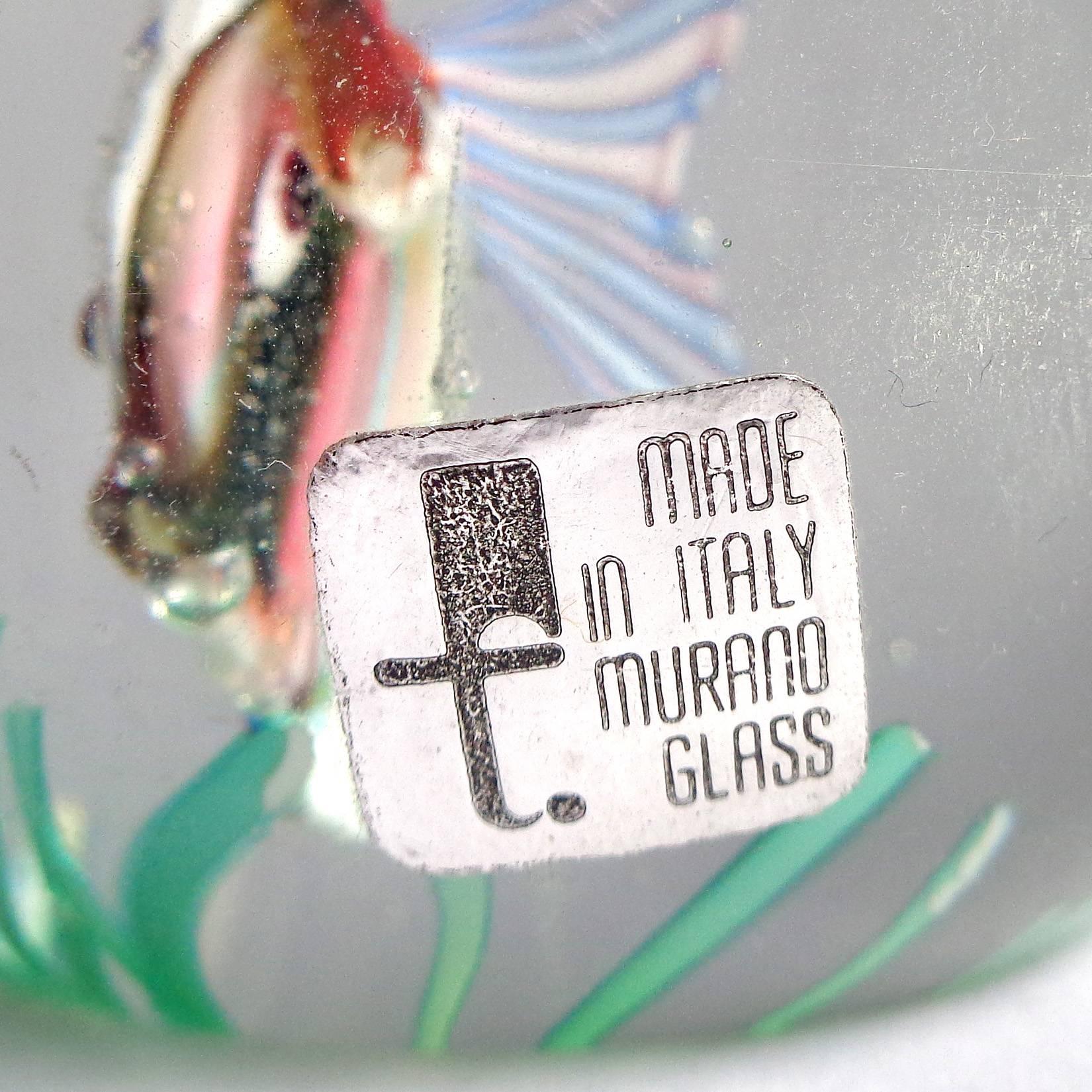 Fratelli Toso Murano Double Fish Aquarium Italian Art Glass Paperweights In Excellent Condition In Kissimmee, FL