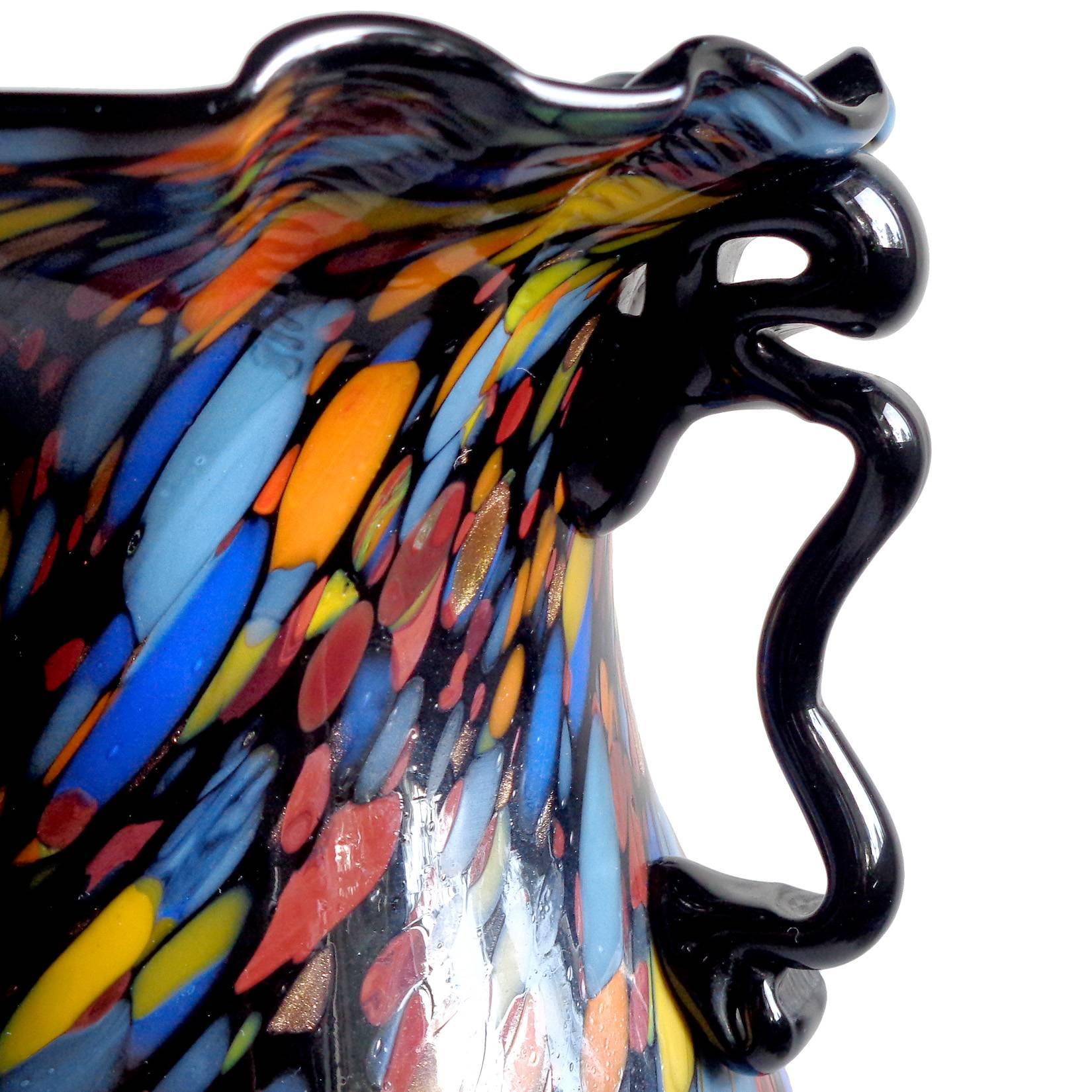 Art Deco Fratelli Toso Murano Color Spots Italian Art Glass Carnival Flower Vase