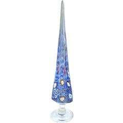 Fratelli Toso Murano Blue Millefiori Italian Art Glass Tree Sculpture 4