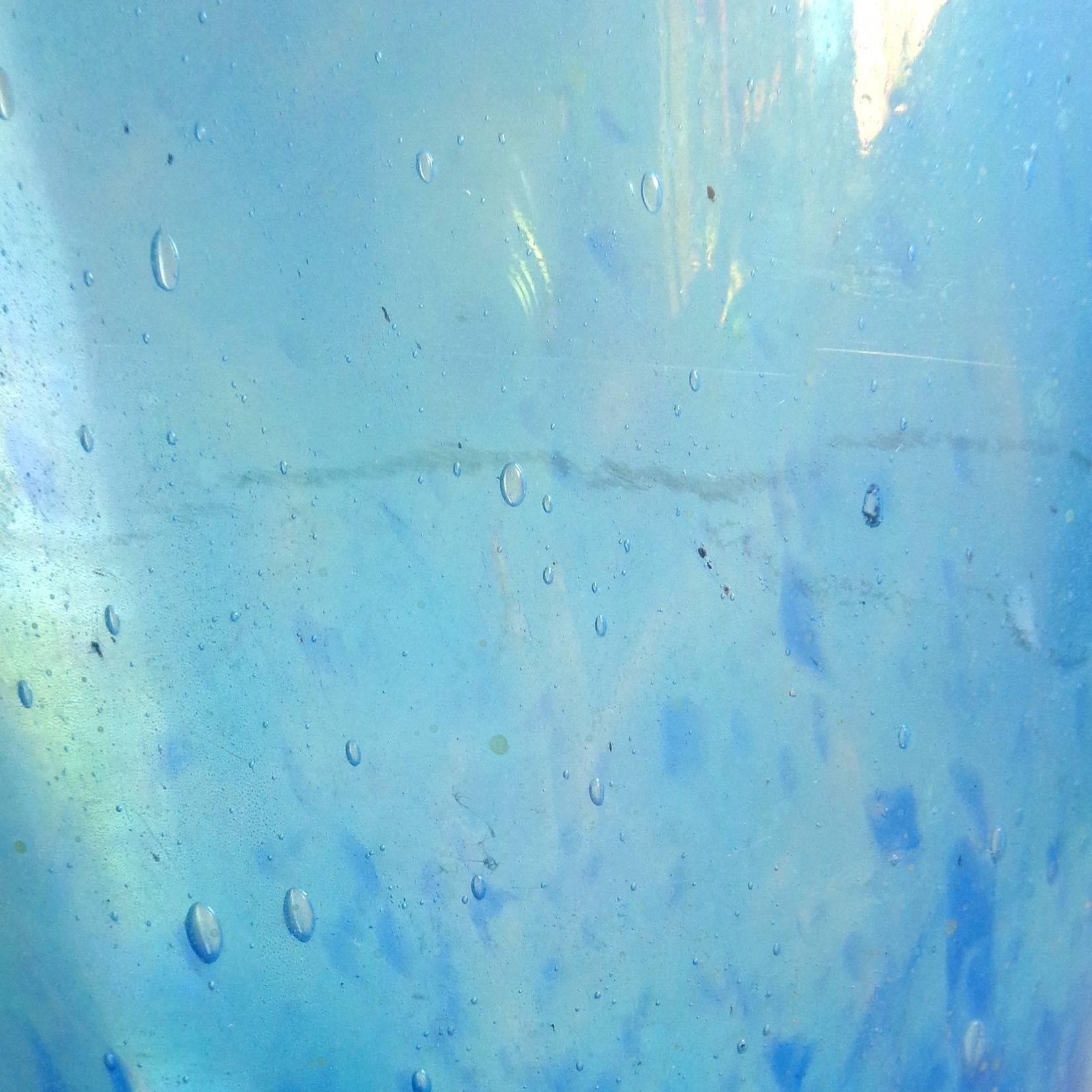 Mid-20th Century Dino Martens Murano Blue Iridescent Italian Art Glass Flower Vase