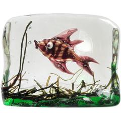 Vintage Murano Copper Aventurine Fish Italian Art Glass Aquarium Paperweight Sculpture