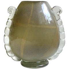 Flavio Poli Seguso Vetri D' Arte Murano 1930s Italian Art Glass Flower Vase