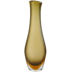 Paolo Venini Murano Inciso Textured Sculptural Italian Art Glass Vase Signed