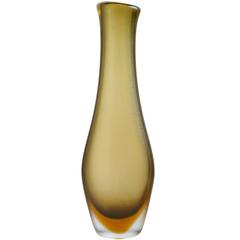Paolo Venini Murano Inciso Textured Sculptural Italian Art Glass Vase Signed 9