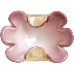 Archimede Seguso Murano Purple Gold Flecks Italian Art Glass Decorative Bowl 2