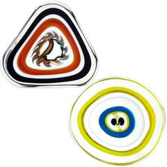 Murano Abstract Design Large Murrine Italian Art Glass Paperweights