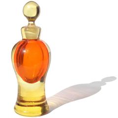 Seguso Murano Sommerso Orange Yellow Italian Art Glass Perfume Bottle
