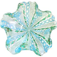 Fratelli Toso Murano Snowflake Flower Ribbons Italian Art Glass Bowl 9