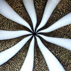 Alfredo Barbini Murano Black White Gold Flecks Italian Art Glass Bowl