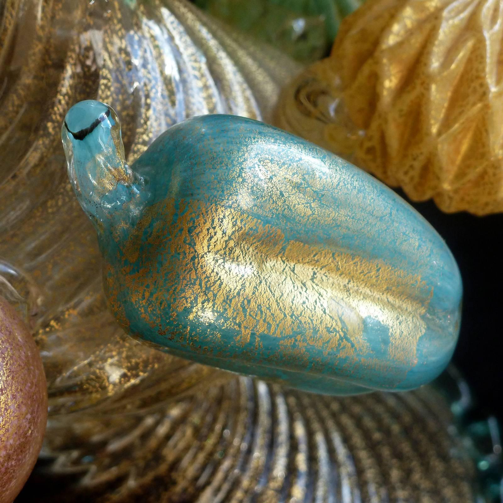 Ercole Barovier Murano Gold Leaf Italian Art Glass Fruit Sculpture Candlesticks 1