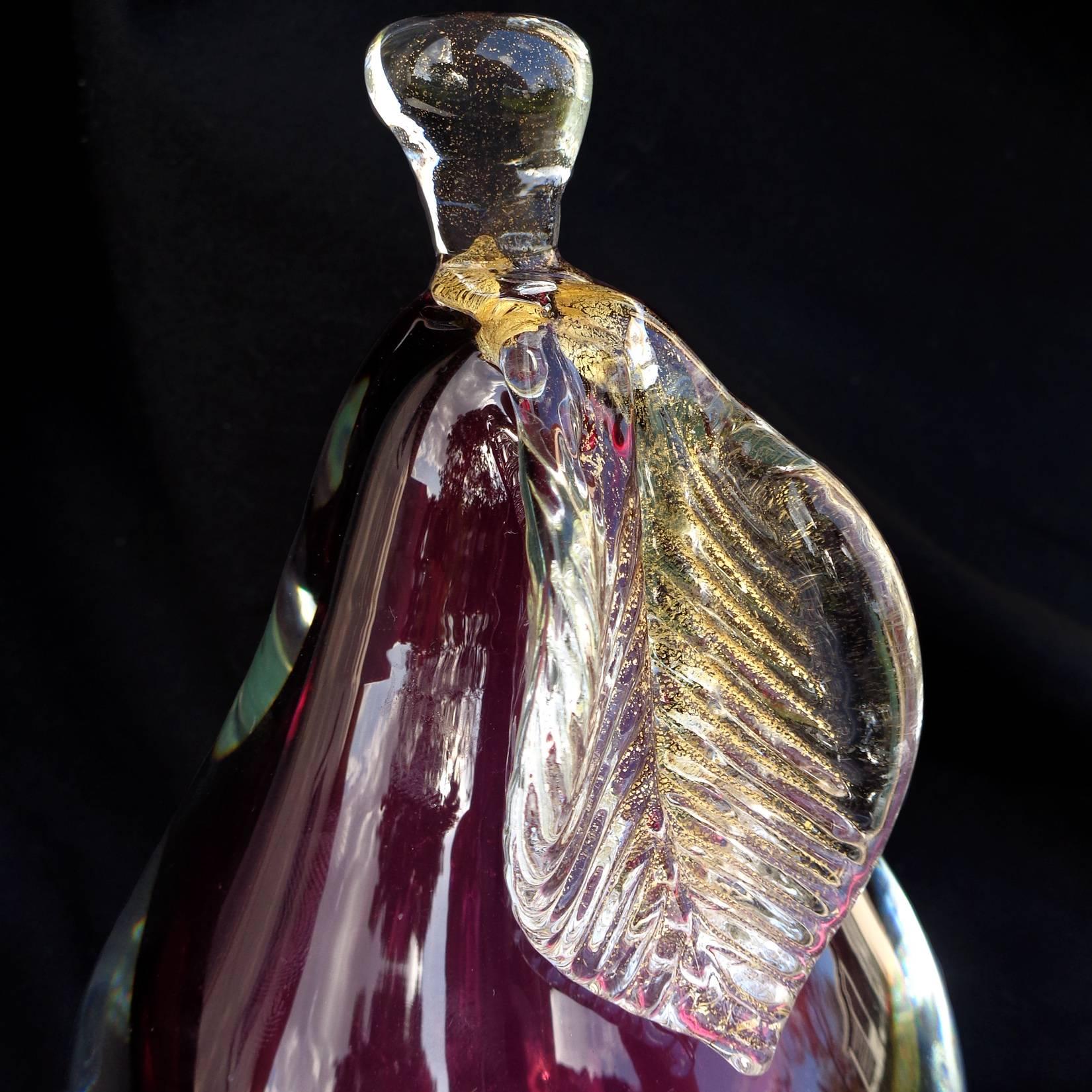 Mid-Century Modern Alfredo Barbini Murano Sommerso Red Italian Art Glass Fruit Bookends