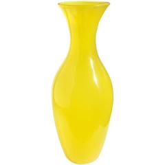 Archimede Seguso Murano Canary Yellow Opal Italian Art Glass Vase 1