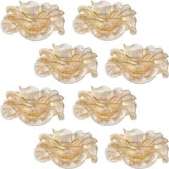 Seguso Vetri D
 Arte Murano Gold Italian Art Glass Flower Bowls, Set of Eight