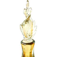 Alfredo Barbini Murano Sommerso Yellow Italian Art Glass Feather Top Perfumes