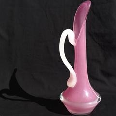Murano Opalescent Rosa und Weiß Griff Italienische Kunst Glas Krug Ewer