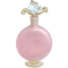 Murano Pink Gold Incamiciato Flower Top Italian Art Glass Perfume Bottle 5