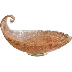 Fratelli Toso Murano Copper Aventurine Overshot Italian Art Glass Bowl 10