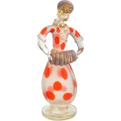 Murano Polka Dot Dress Italian Art Glass Parisian Woman Accordion Player 9