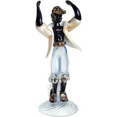 Murano Blackamoor Male Figure with Gold Coat Italian Art Glass Sculpture 6