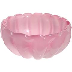Archimede Seguso Murano Pink Opalescent Italian Art Glass Bowl