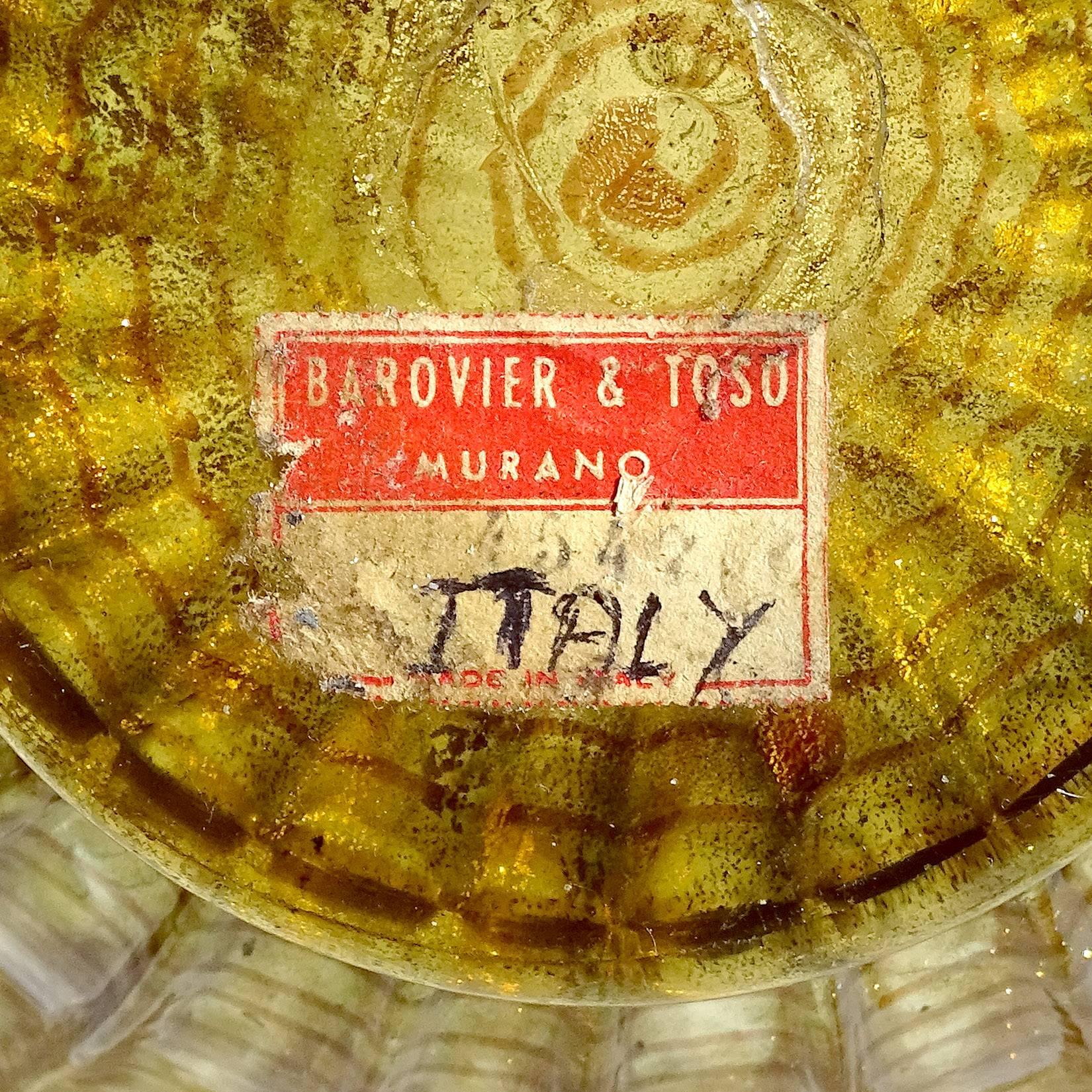 Barovier Toso Murano Copper Aventurine Italian Art Glass Centerpiece Fruit Bowl In Good Condition For Sale In Kissimmee, FL