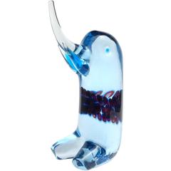 Cenedese Murano Blue Red Murrines Italian Art Glass Elephant Sculpture