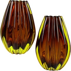 Flavio Poli Seguso Vetri D'Arte Murano Sommerso Italian Art Glass Flower Vases 11