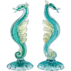 Alfredo Barbini Murano Sea Horse Hippocampus Italian Art Glass Sculptures