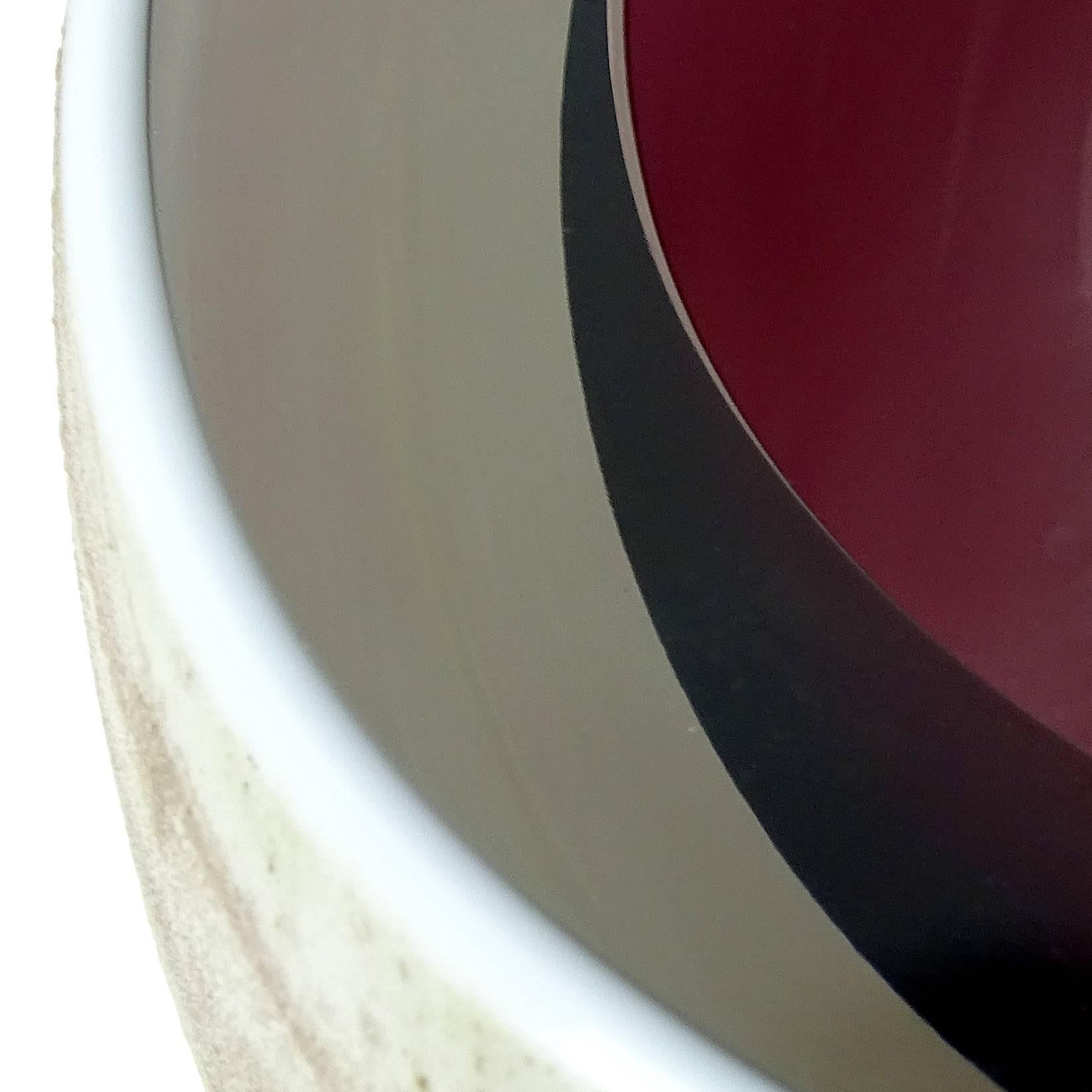 Hand-Crafted Barbini Murano Purple Sommerso White Scavo Italian Art Glass Geode Cut Bowl