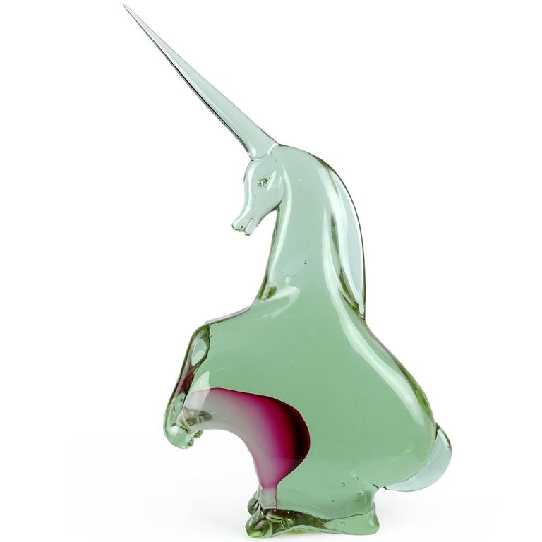Cenedese Murano Sommerso Pink Alexandrite Italian Art Glass Unicorn Sculpture at 1stDibs