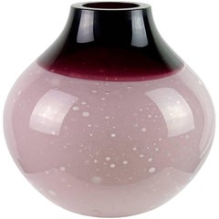 Barbini Murano Purple Incalmo Rim Moonscape Italian Art Glass Flower Vase