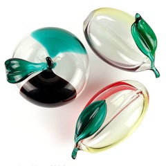 Venini Fulvio Bianconi Murano Macchie Italian Art Glass Fruit Sculpture Set